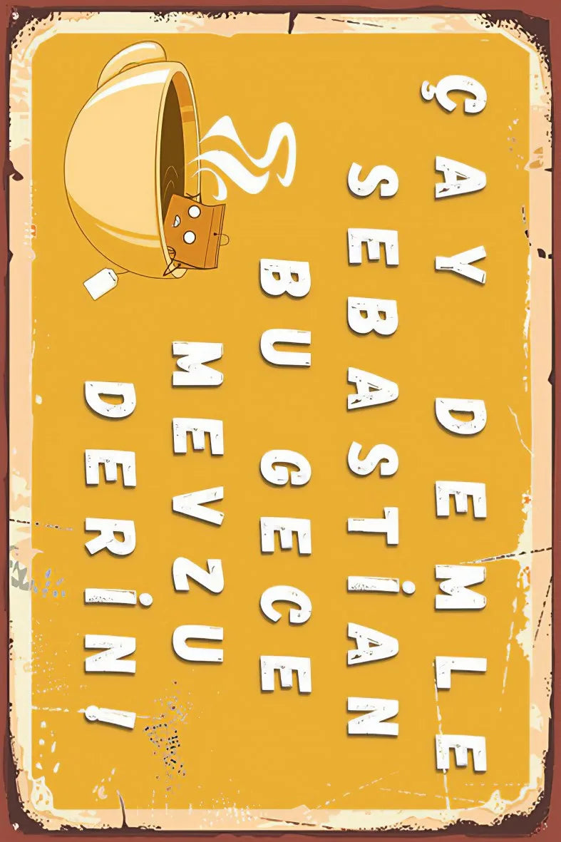 Çay Demle Sebastian Retro Ahşap Poster No:317