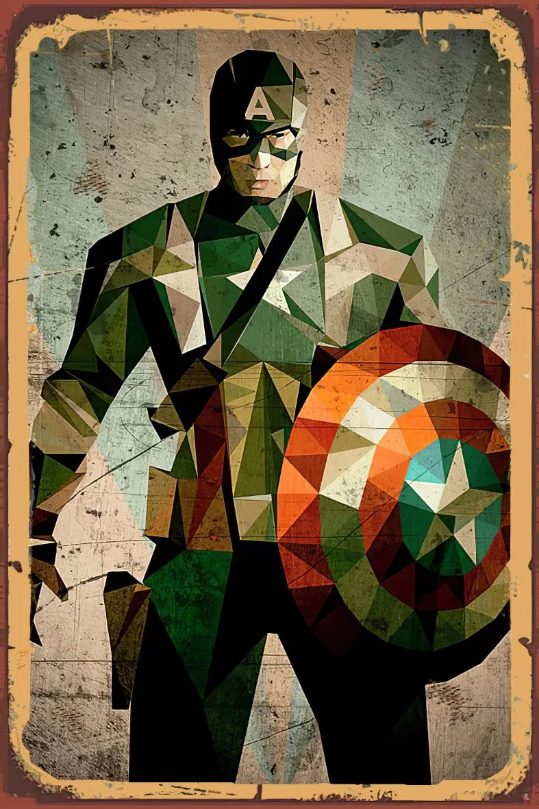 Kaptan Amerika Retro Ahşap Poster No:818