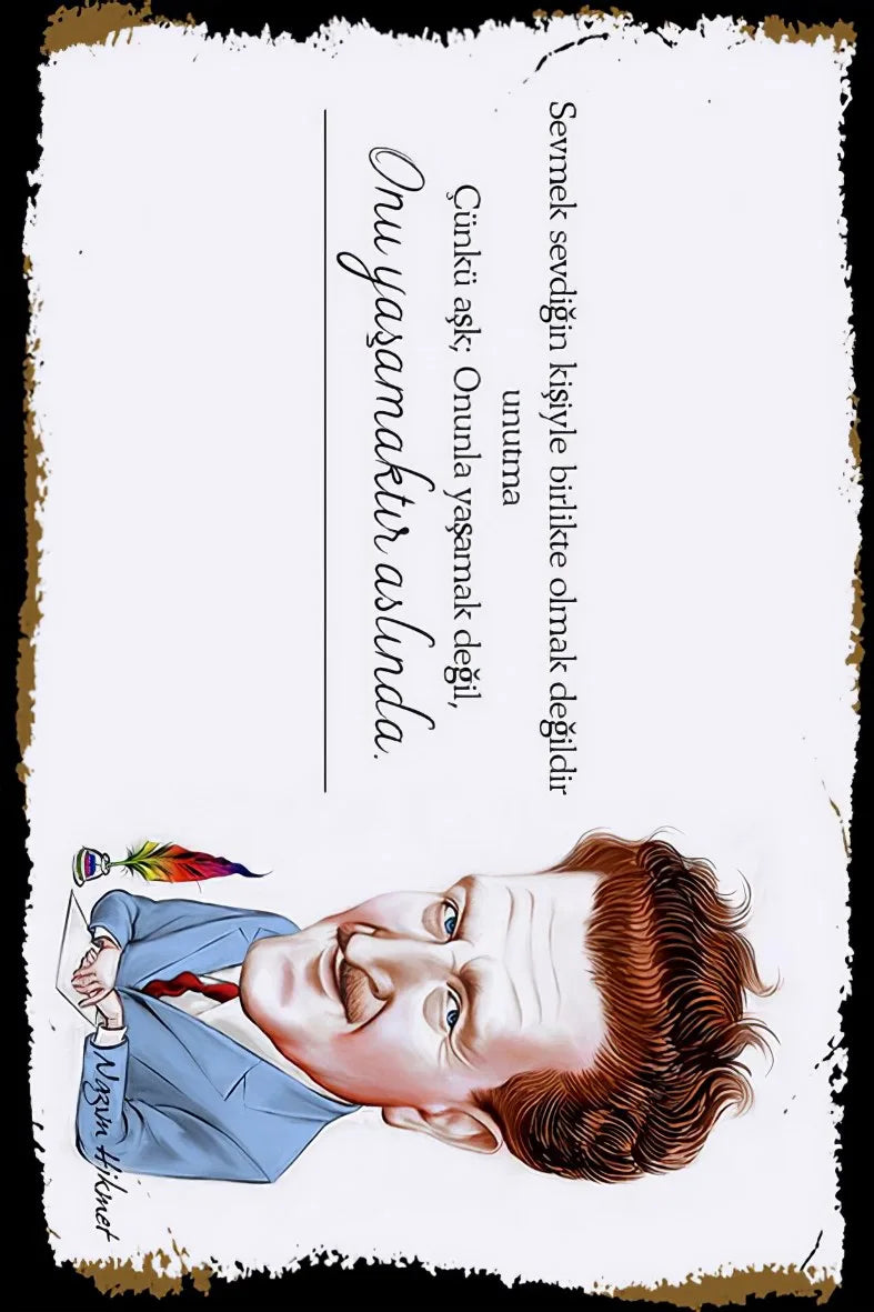 Nazım Hikmet Retro Ahşap Poster No:256