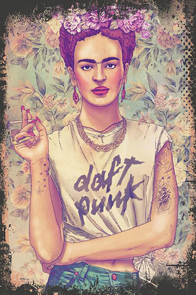 Frida Retro Ahşap Poster No:316