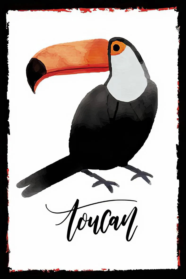 Toucan Temalı Retro Ahşap Poster No:114