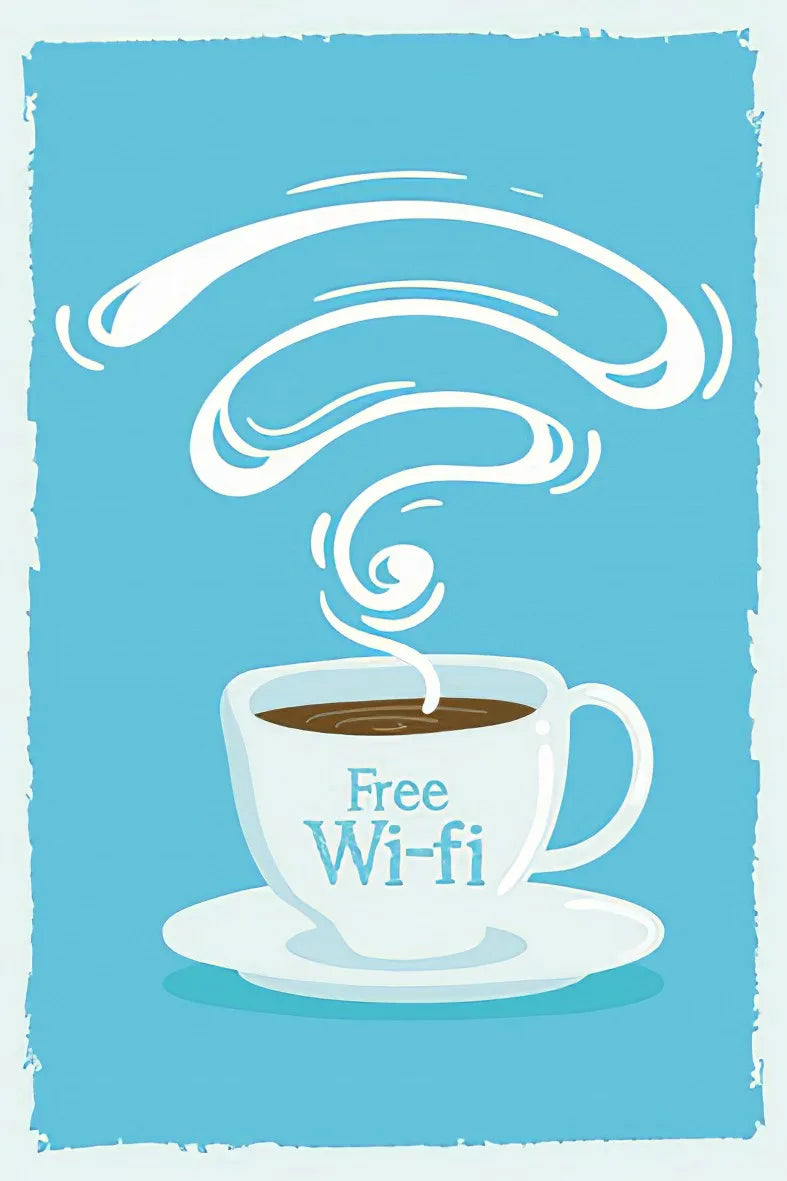 Free Wifi Retro Ahşap Poster No: 45
