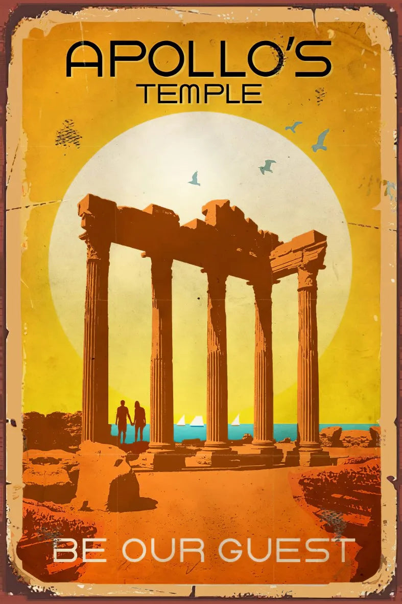 Apollo's Temple Retro Ahşap Poster No:714
