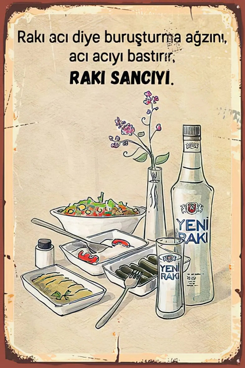 Alkol Temalı Retro Ahşap Poster No:276