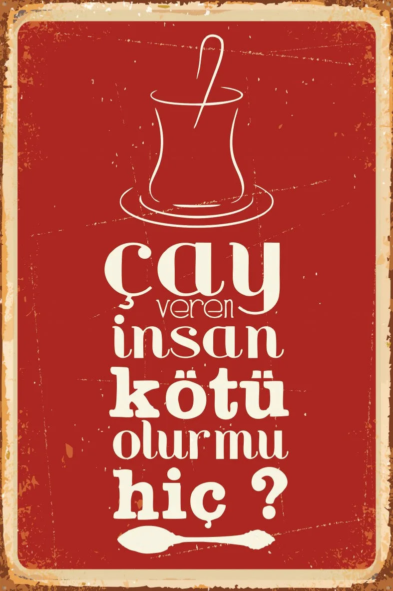 Çay Temalı Retro Ahşap Poster No:619