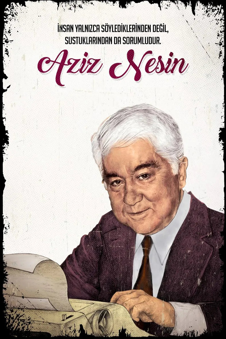 Aziz Nesin Retro Ahşap Poster No:555