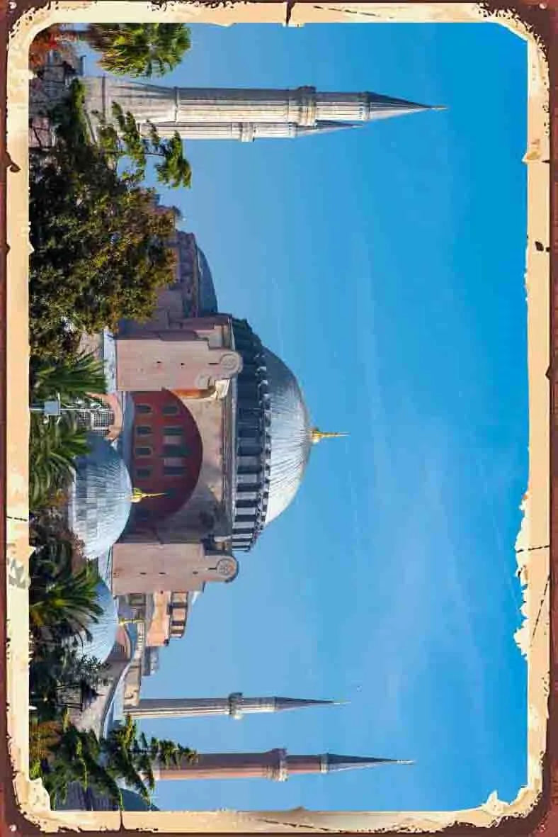Ayasofya Temalı Retro Ahşap Poster No:1090
