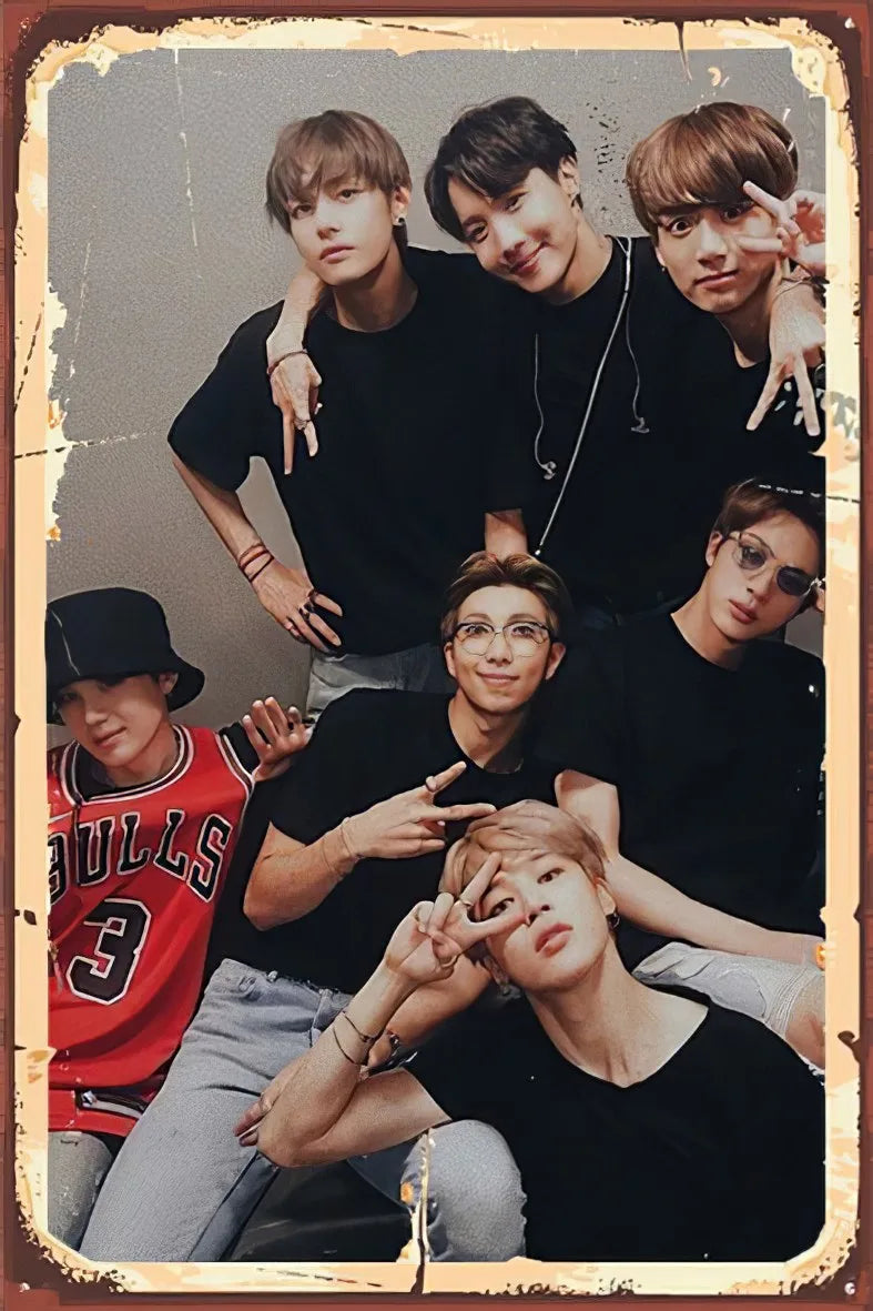 BTS Retro Ahşap Poster No:208