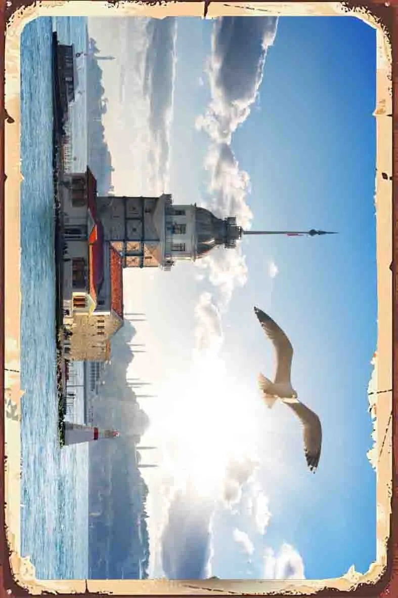 Kız Kulesi Temalı Retro Ahşap Poster No:1105