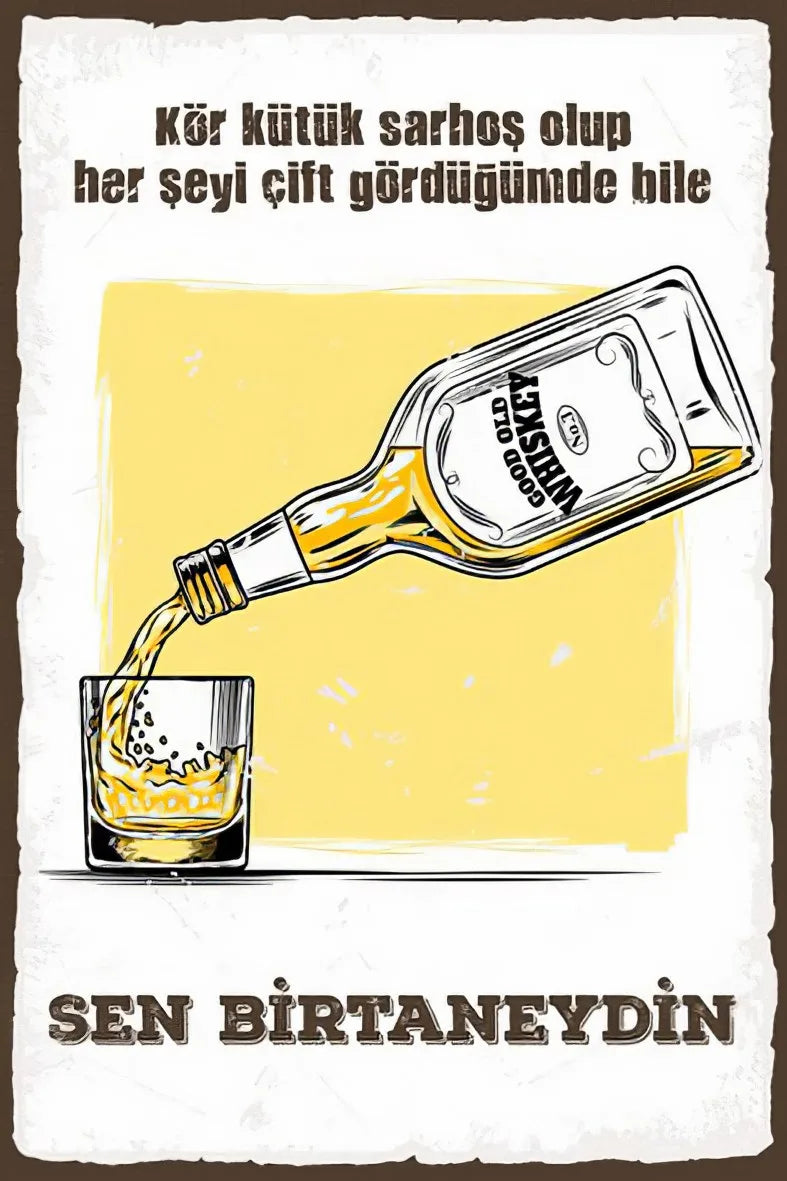 Alkol Temalı Retro Ahşap Poster No:49