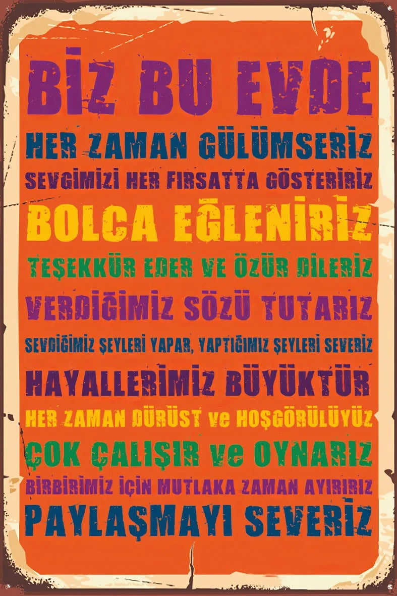 Aile Kuralları Retro Ahşap Poster No:589