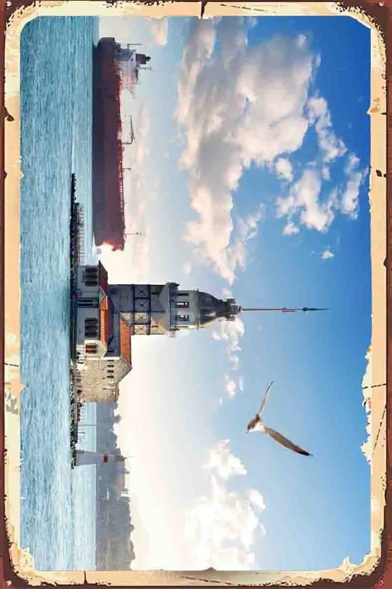 Kız Kulesi Temalı Retro Ahşap Poster No:1088