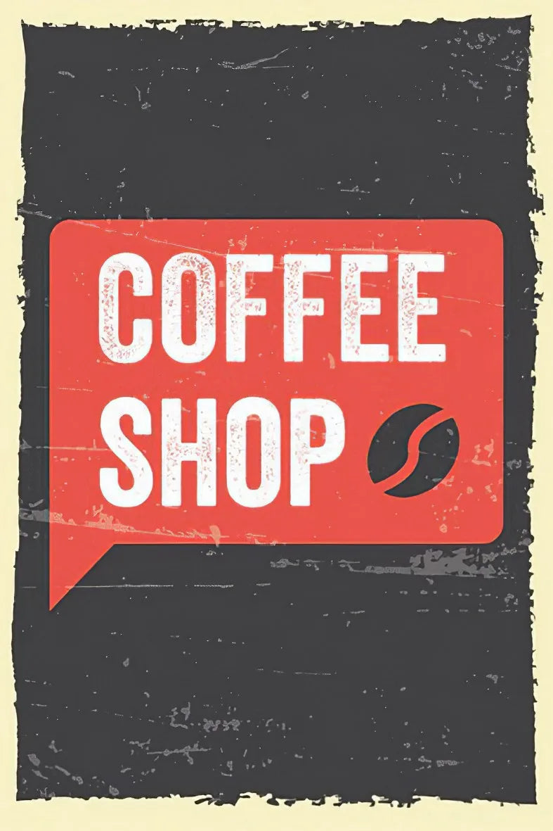 Coffee Shop Duvar Yazısı Retro Ahşap Poster No: 35