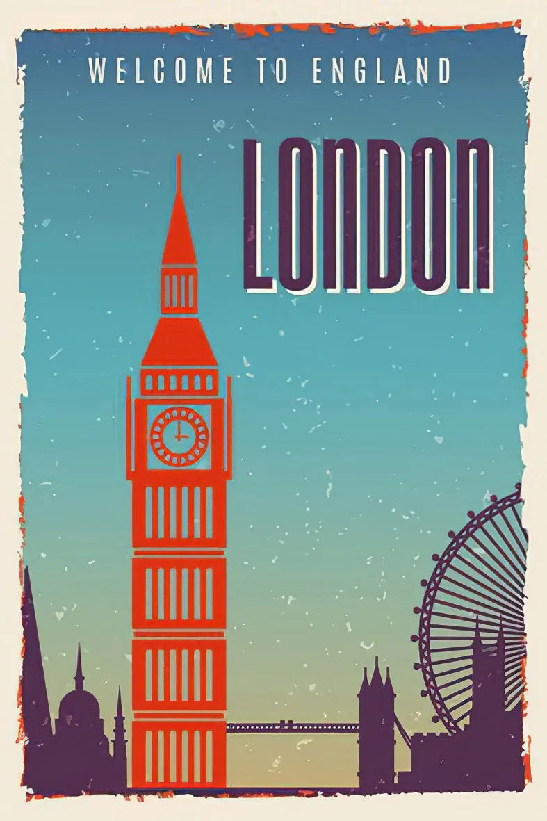 London Retro Ahşap Poster No:97
