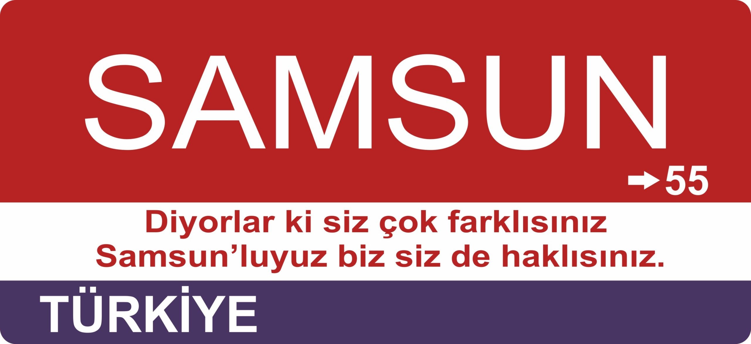 Samsun Sokak Tabelası Ahşap Poster 11x24cm