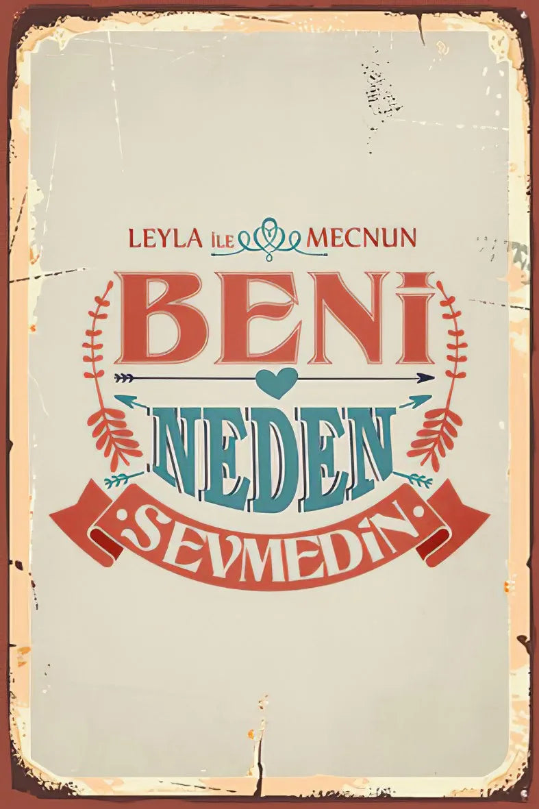Leyla ile Mecnun Retro Ahşap Poster No:81