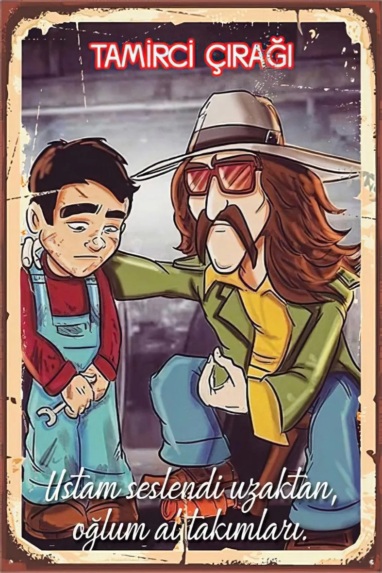 Tamirci Çırağı Retro Ahşap Poster No:240