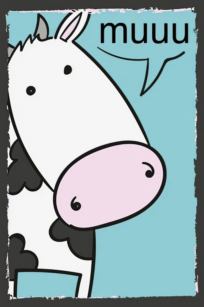 Muuuu Temalı Retro Ahşap Poster No:127