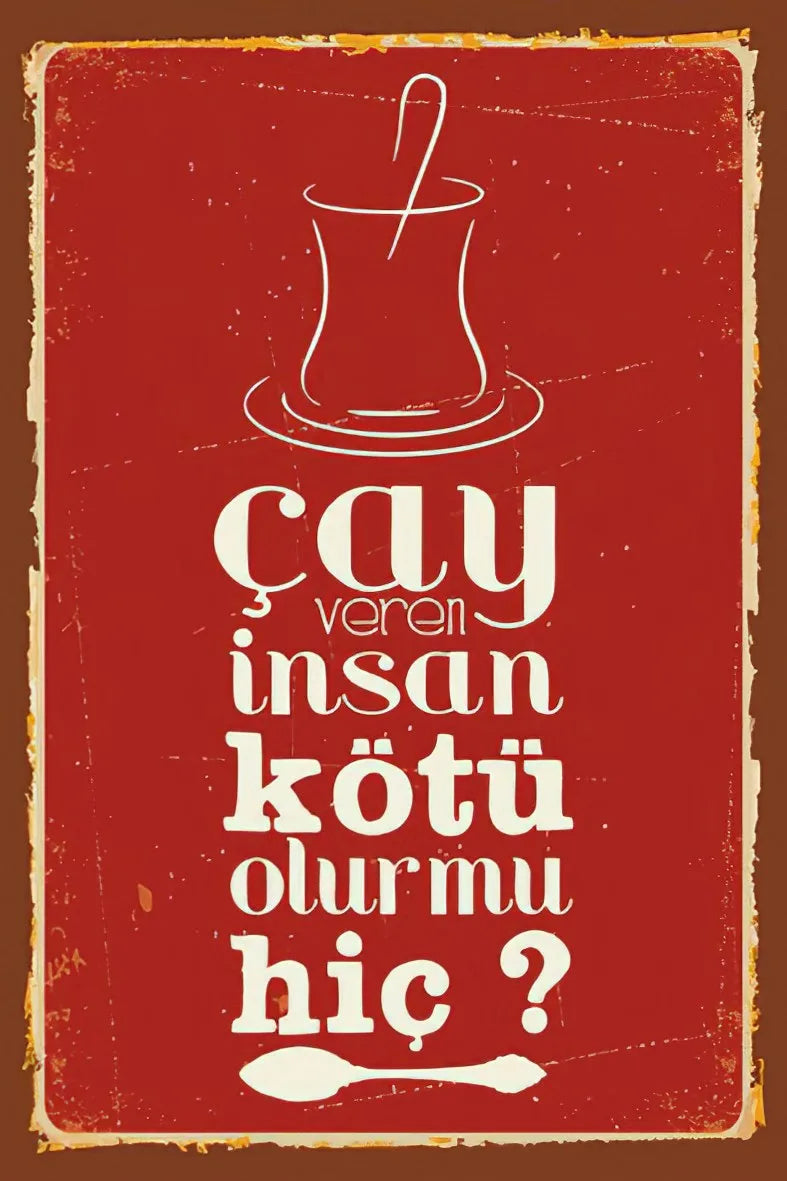 Çay Temalı Retro Ahşap Poster No:60
