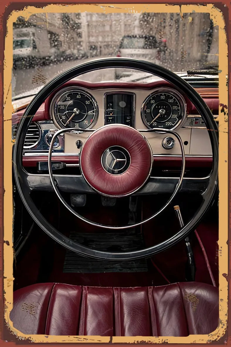 Klasik Araç Retro Ahşap Poster No:975