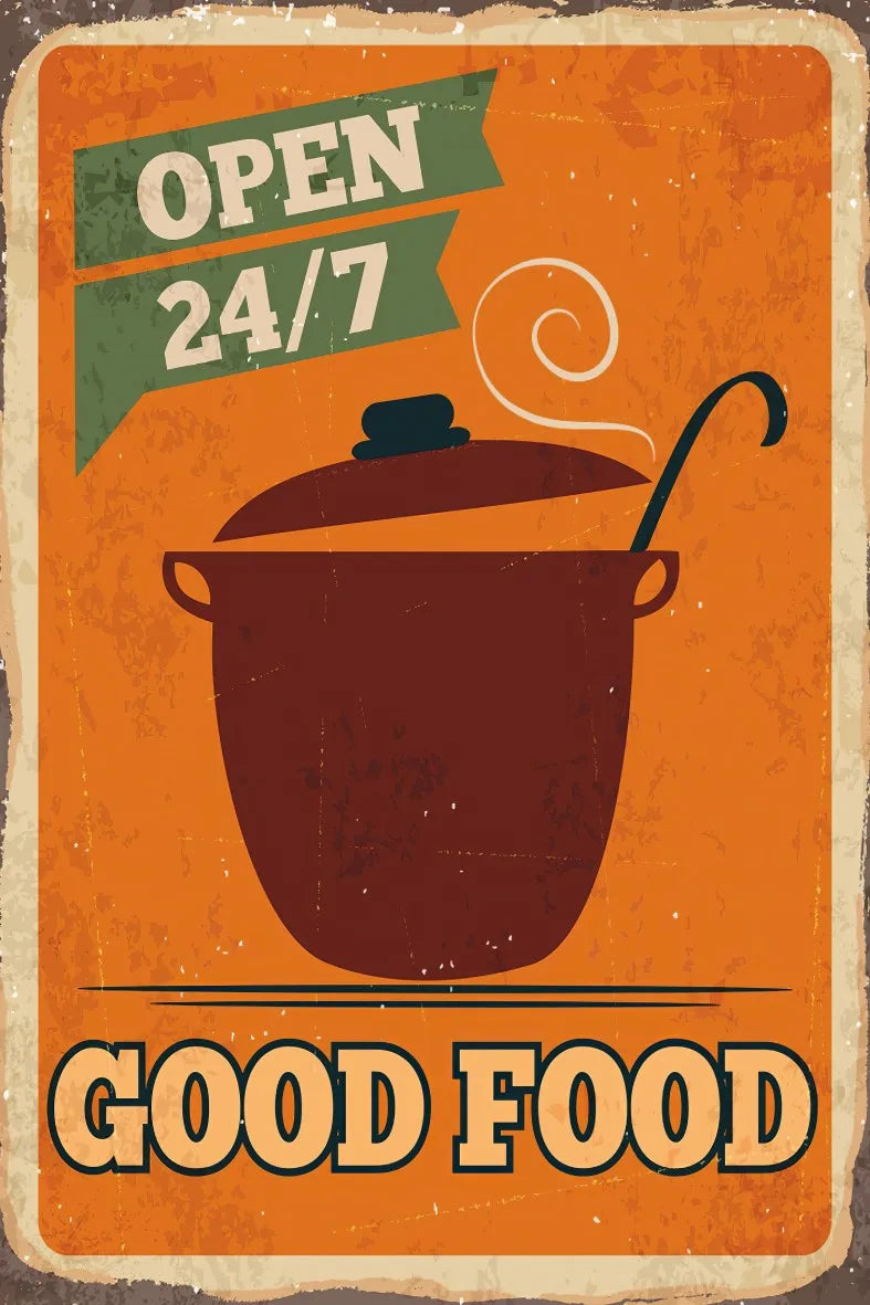 Good Food Temalı Retro Ahşap Poster No:621