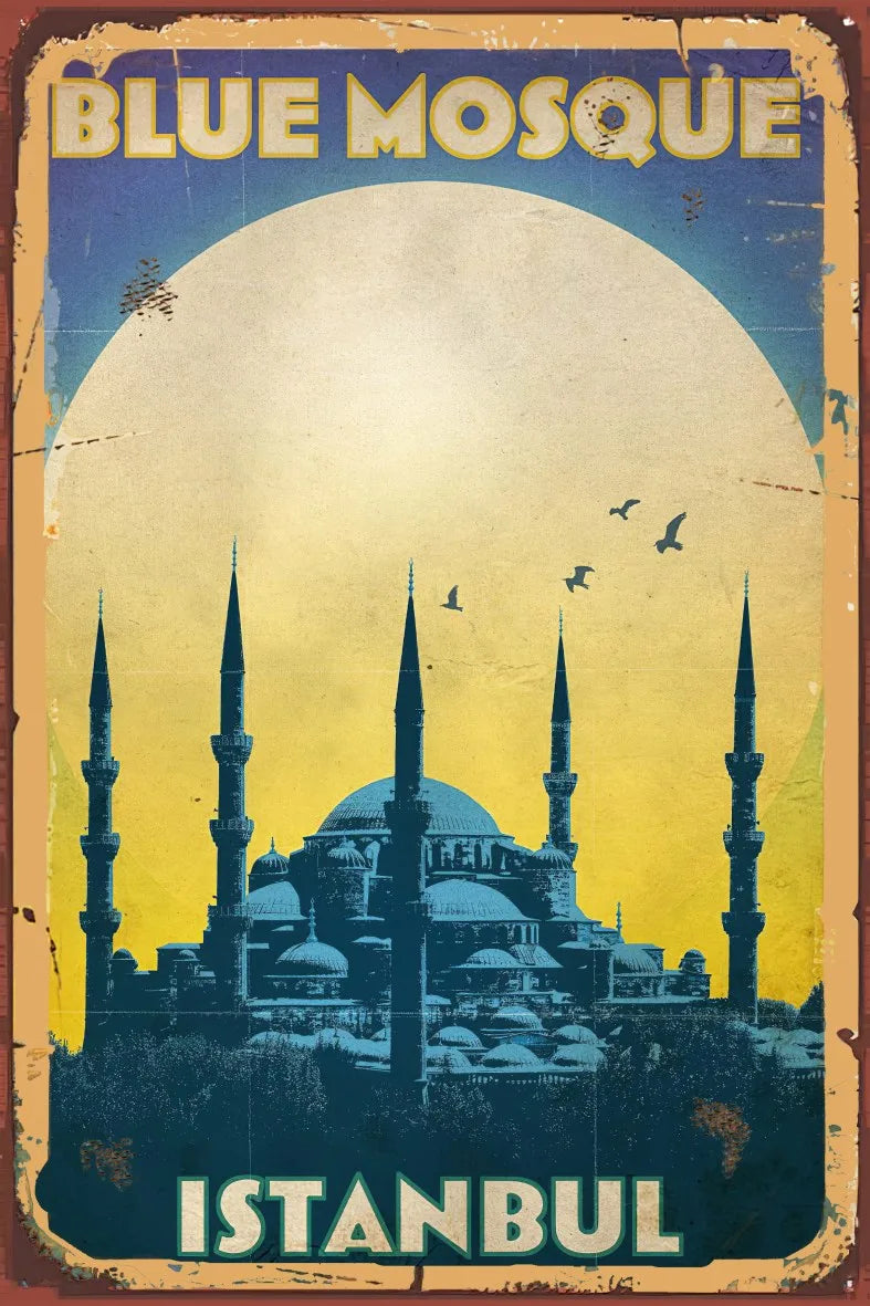 Blue Mosque Retro Ahşap Poster No:711