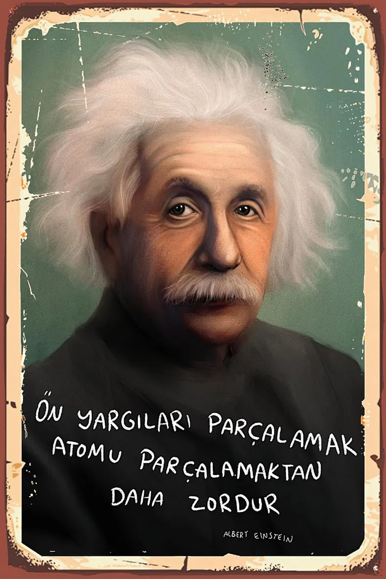 Albert Einstein Retro Ahşap Poster No:499