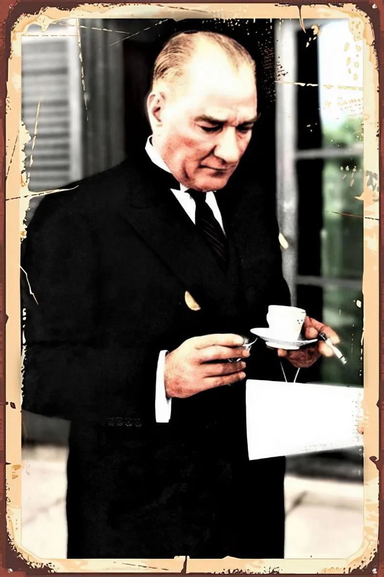 Atatürk Retro Ahşap Poster No: 48