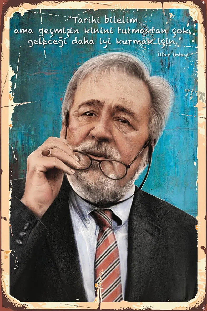 İlber Ortaylı Retro Ahşap Poster No:486