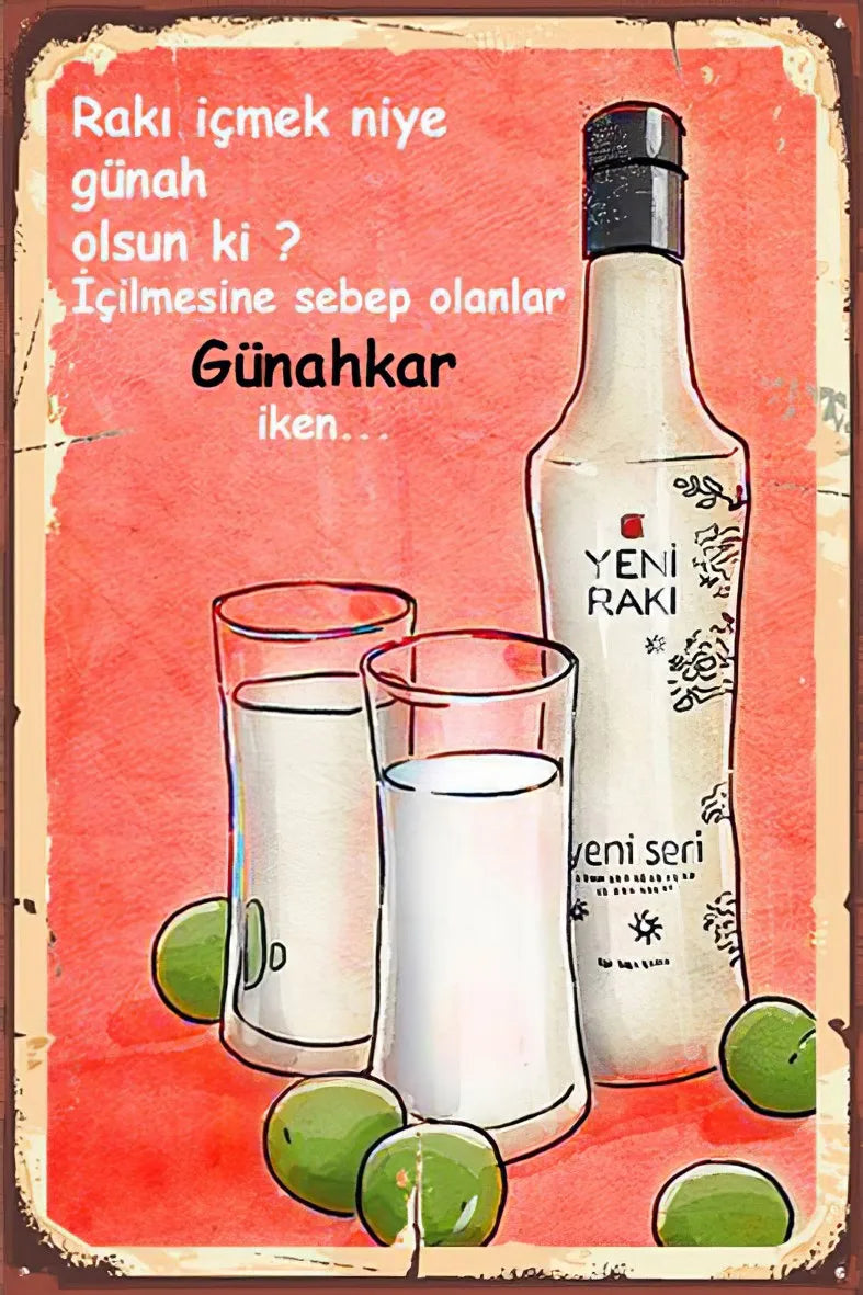Alkol Temalı Retro Ahşap Poster No:242