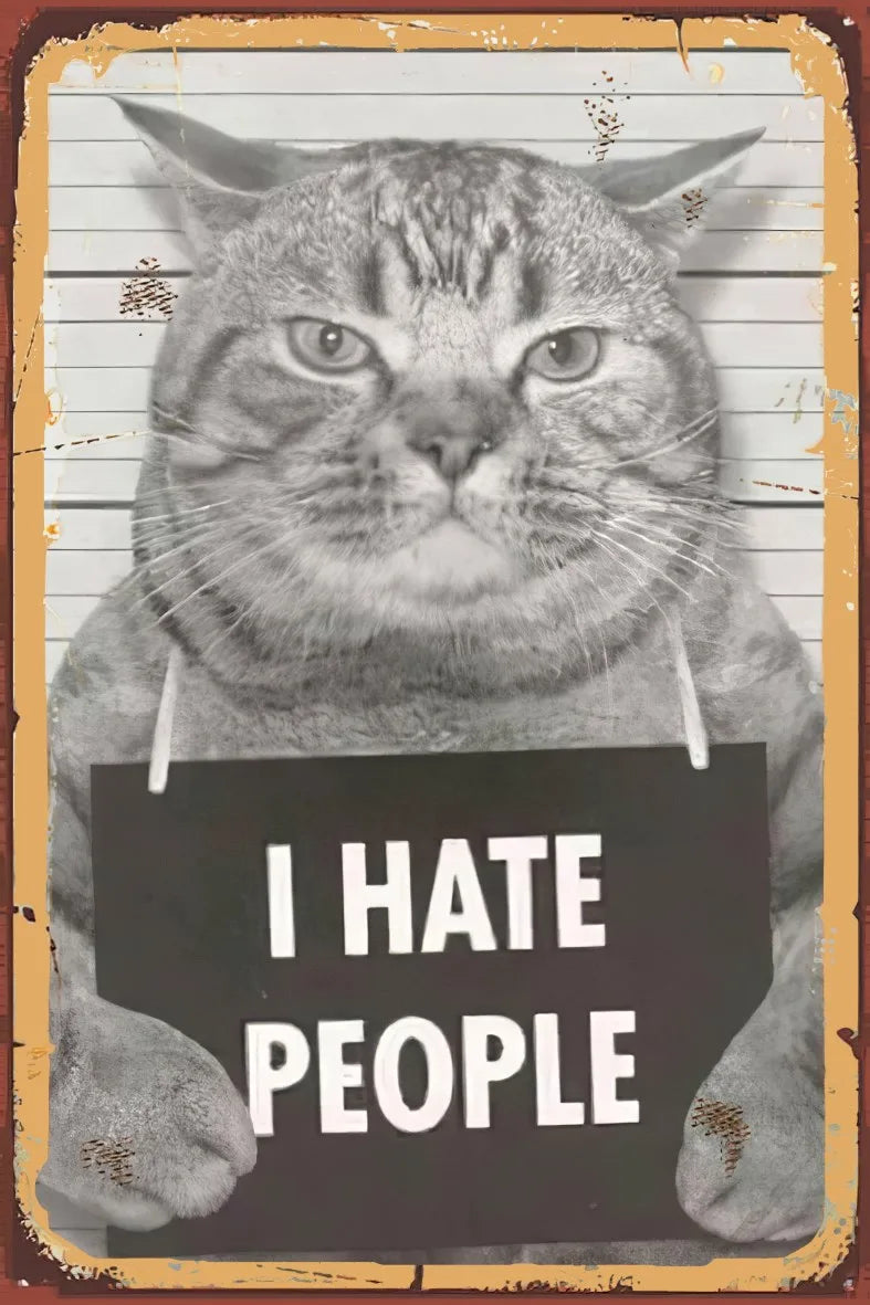 I Hate People Retro Ahşap Poster No:658