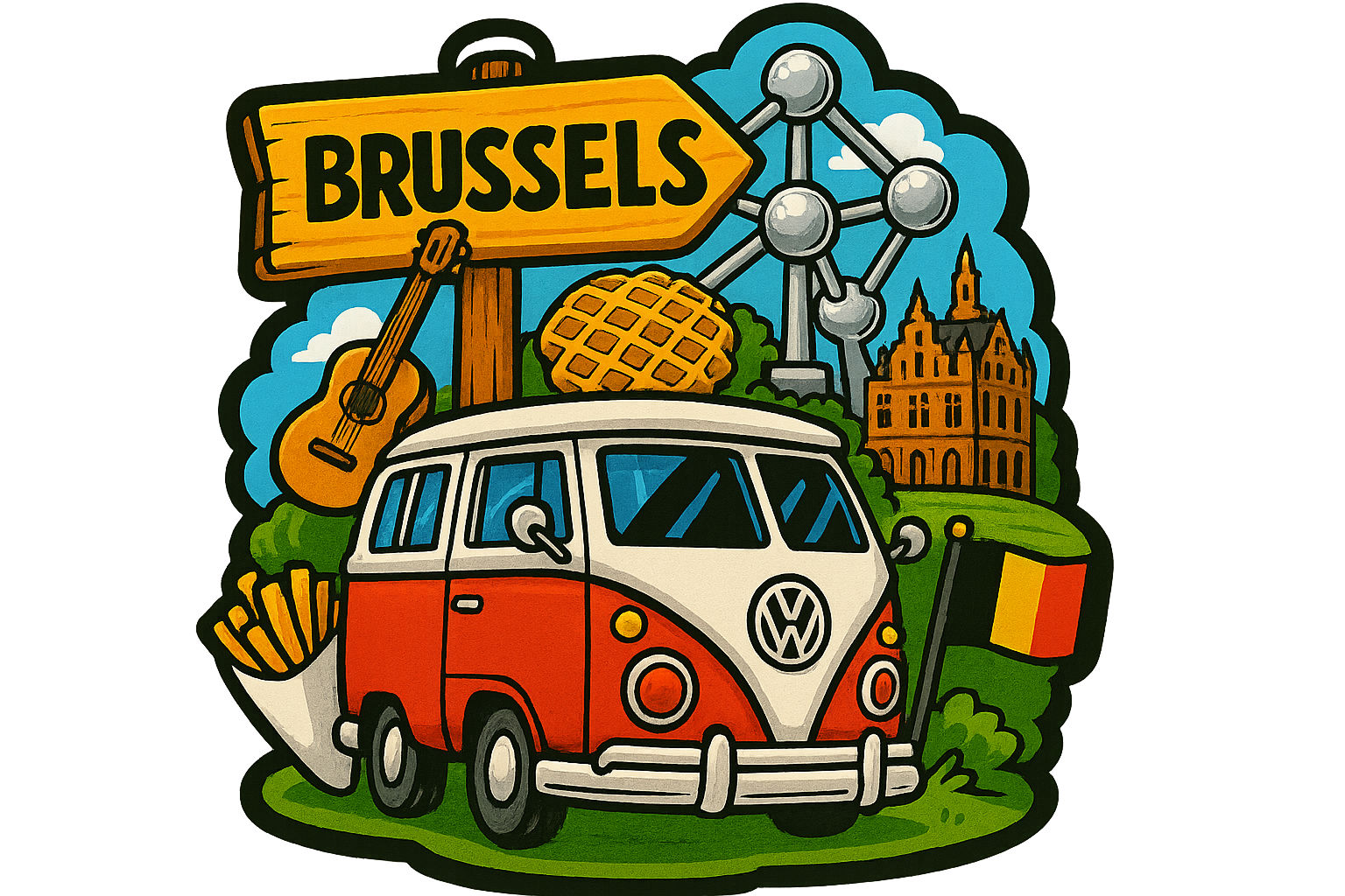 Brussels Ahşap Magnet – Toptan UV Baskılı Retro Hediyelik Magnet