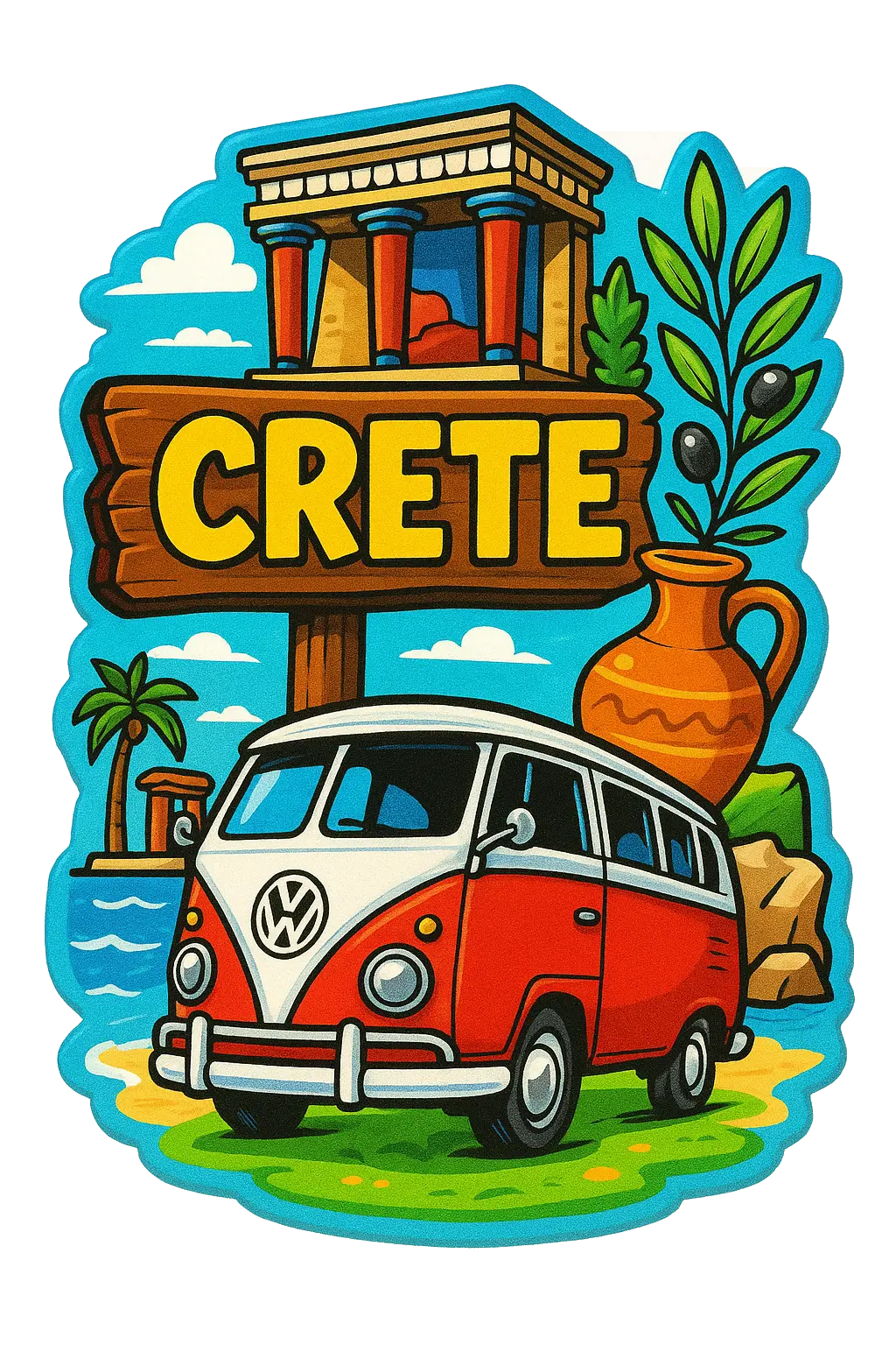 Crete Ahşap Magnet – Toptan UV Baskılı Retro Hediyelik Magnet