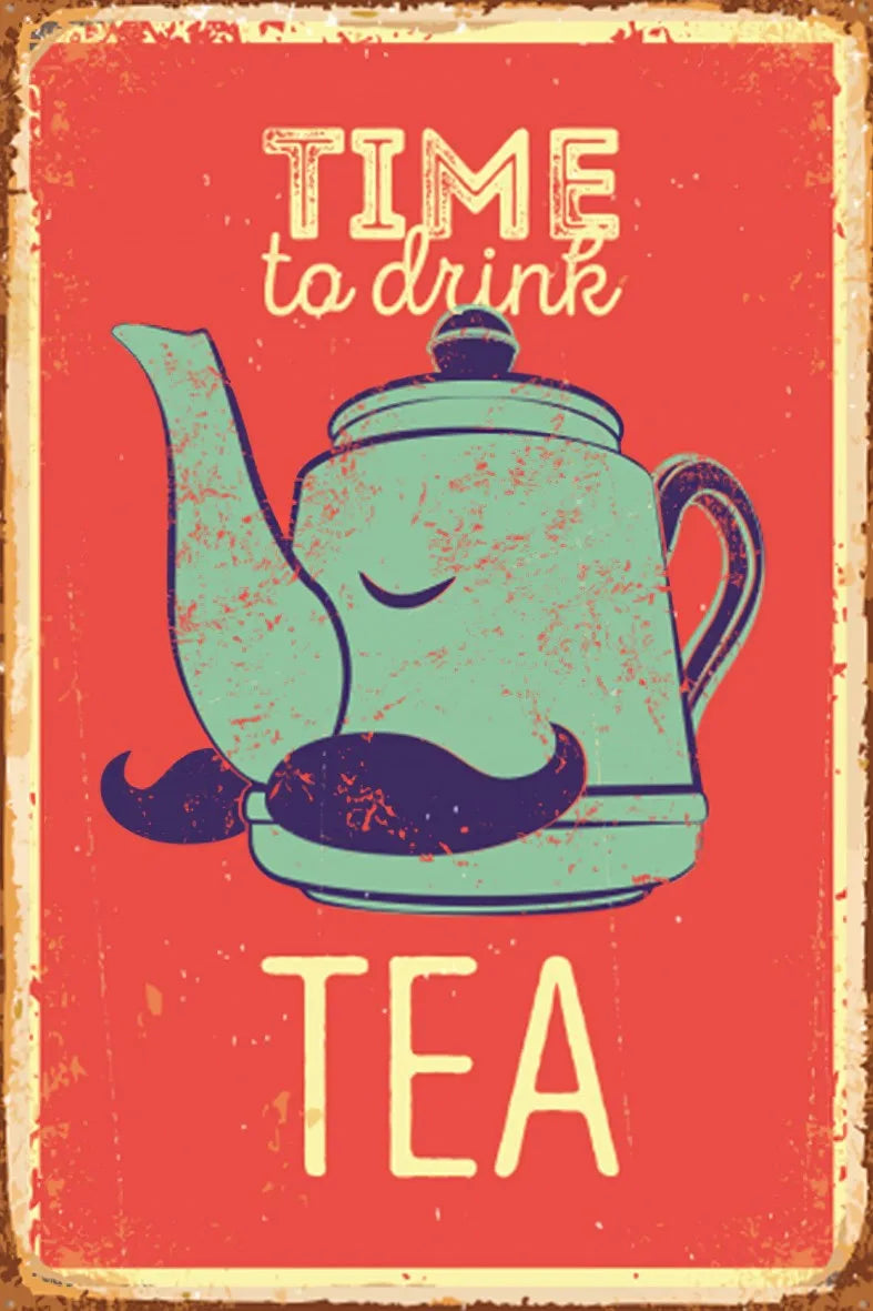 Çay Temalı Retro Ahşap Poster No:607