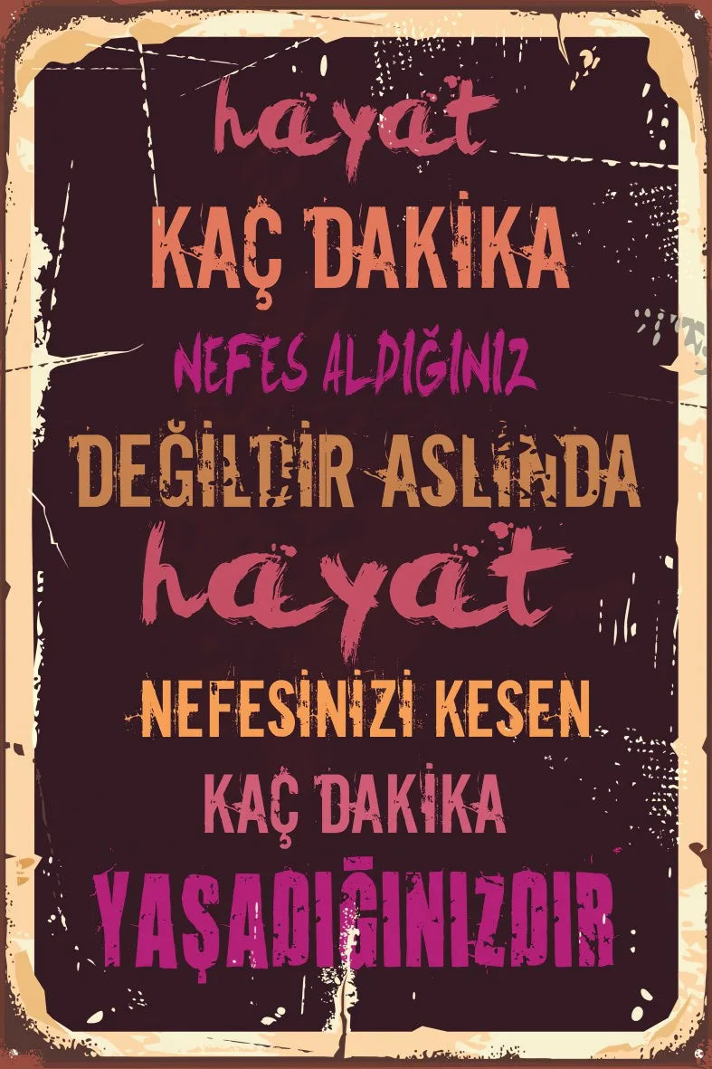 Hayat Temalı Retro Ahşap Poster No:646