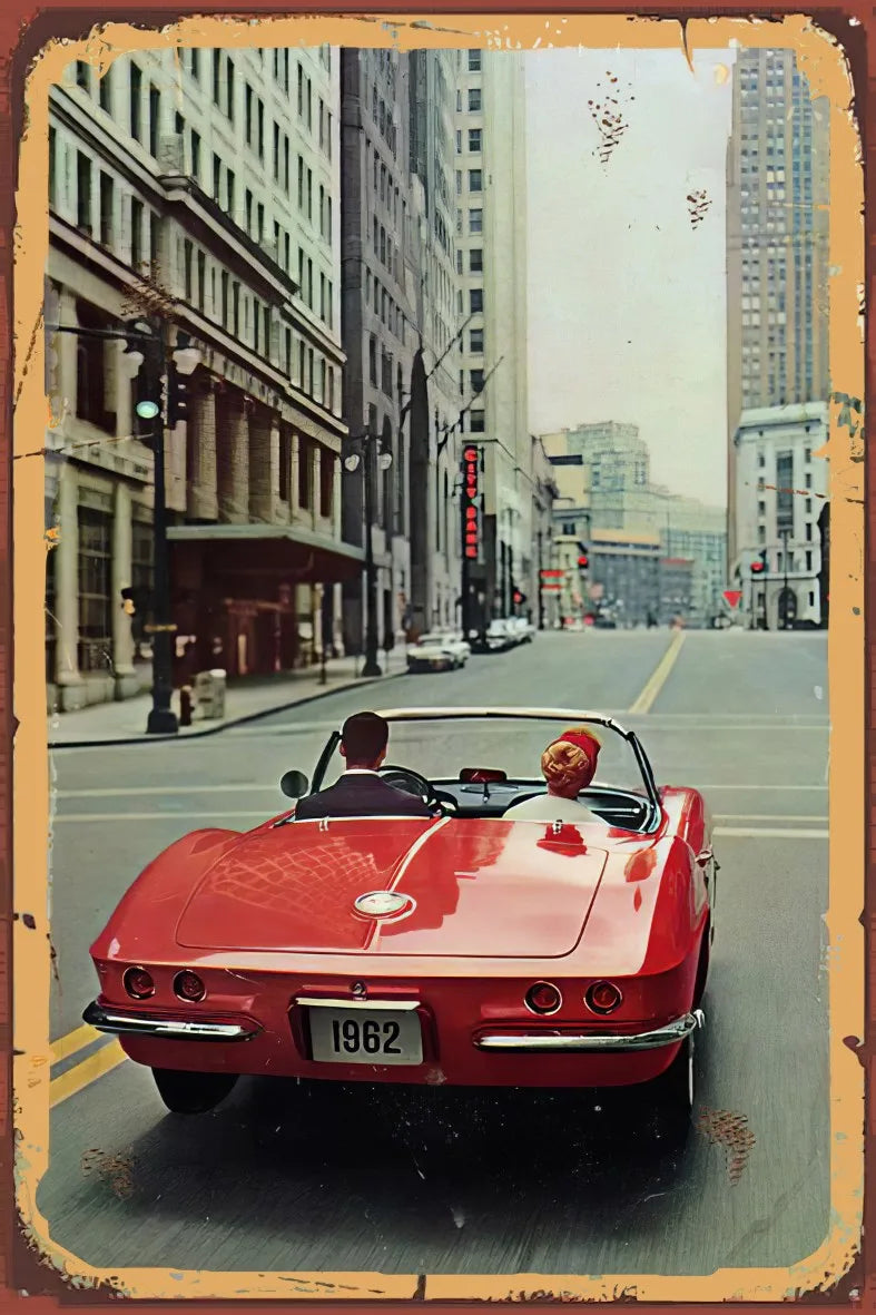 Klasik Araç Retro Ahşap Poster No:977