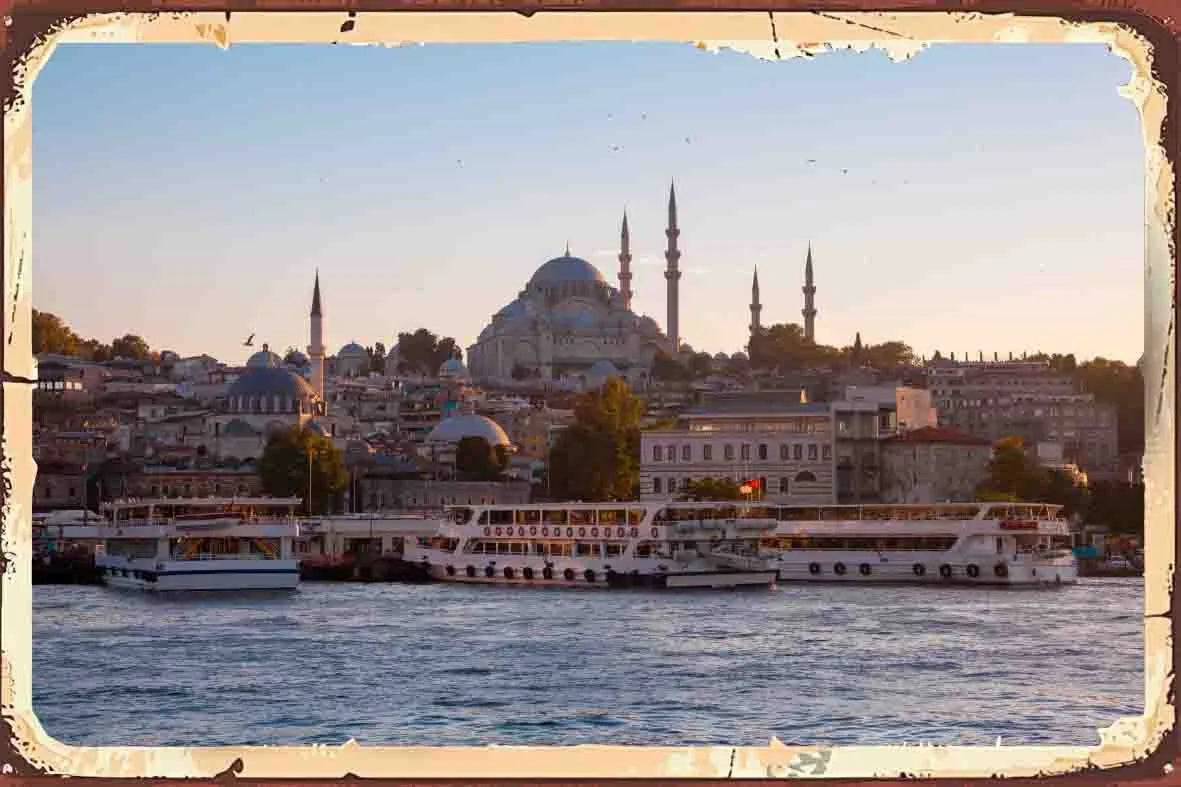 İstanbul  Temalı Retro Ahşap Poster No:112