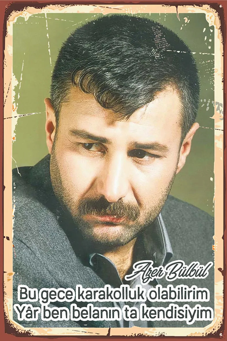 Azer Bülbül Retro Ahşap Poster No:477