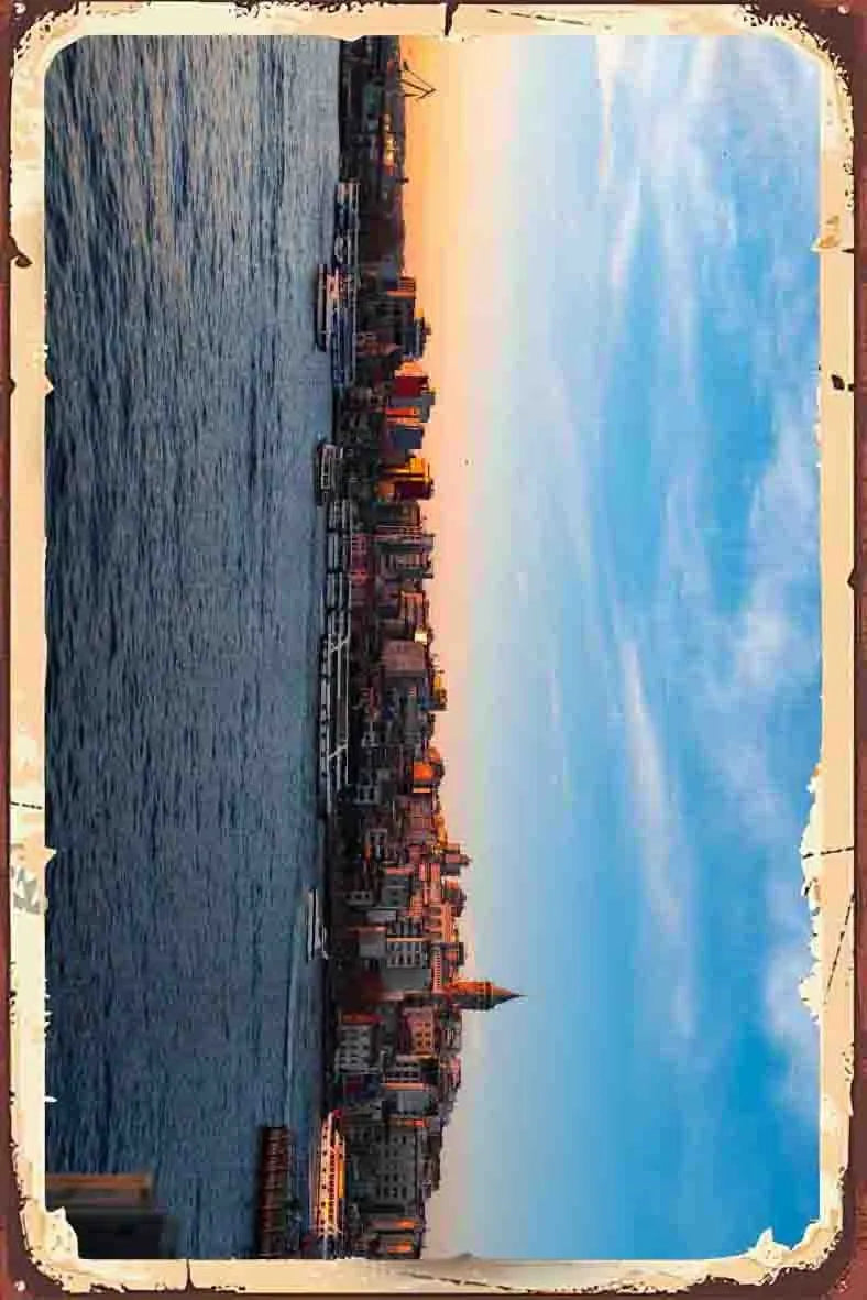 İstanbul Temalı Retro Ahşap Poster No:1102