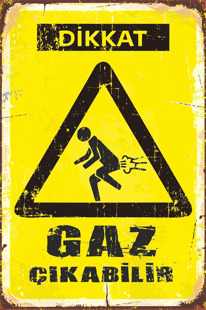 Dikkat Gaz Çıkabilir Retro Ahşap Poster No:651