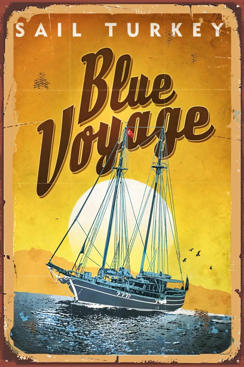 Blue Voyage Retro Ahşap Poster No:710