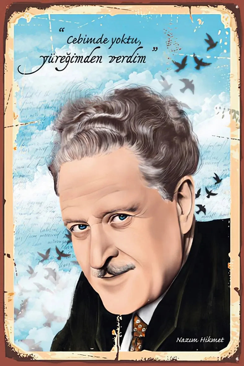 Nazım Hikmet Retro Ahşap Poster No:107