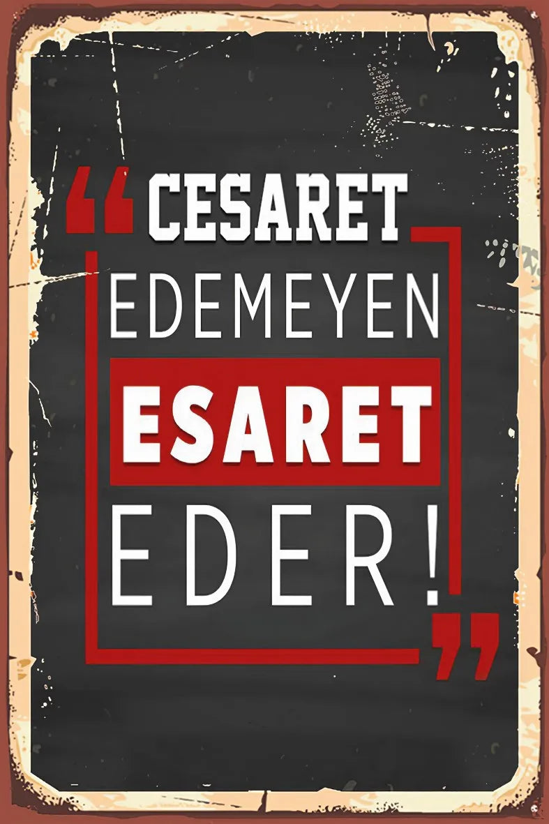 Cesaret Edemeyen Esaret Eder Retro Ahşap Poster No:453