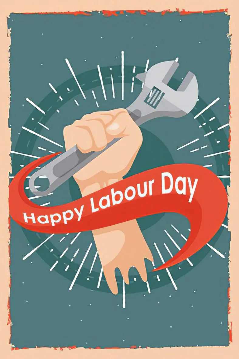 Happy Labour Day Retro Ahşap Poster No:86
