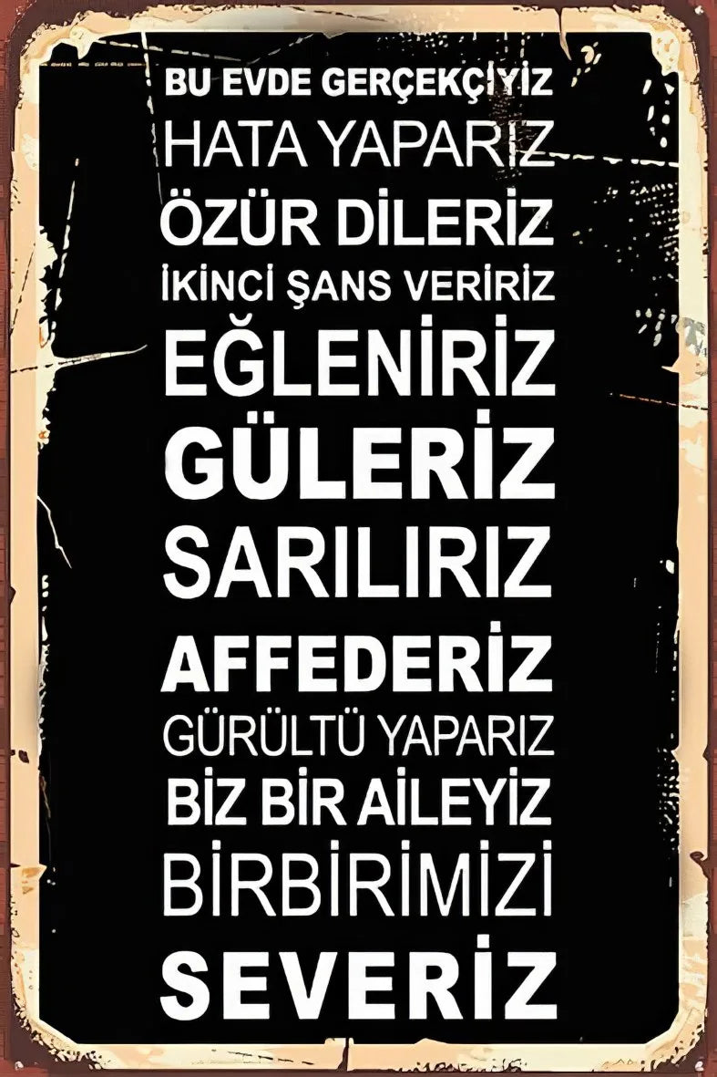 Aile Duvar Yazısı Retro Ahşap Poster No:63