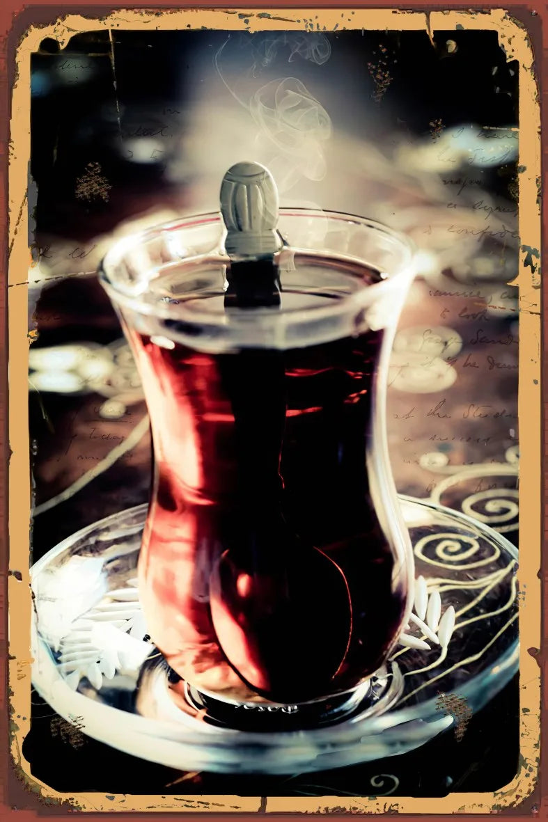 Çay Temalı Retro Ahşap Poster No:946