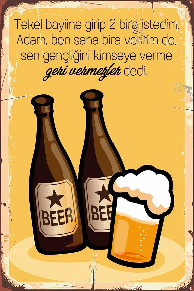 Alkol Temalı Retro Ahşap Poster No:409