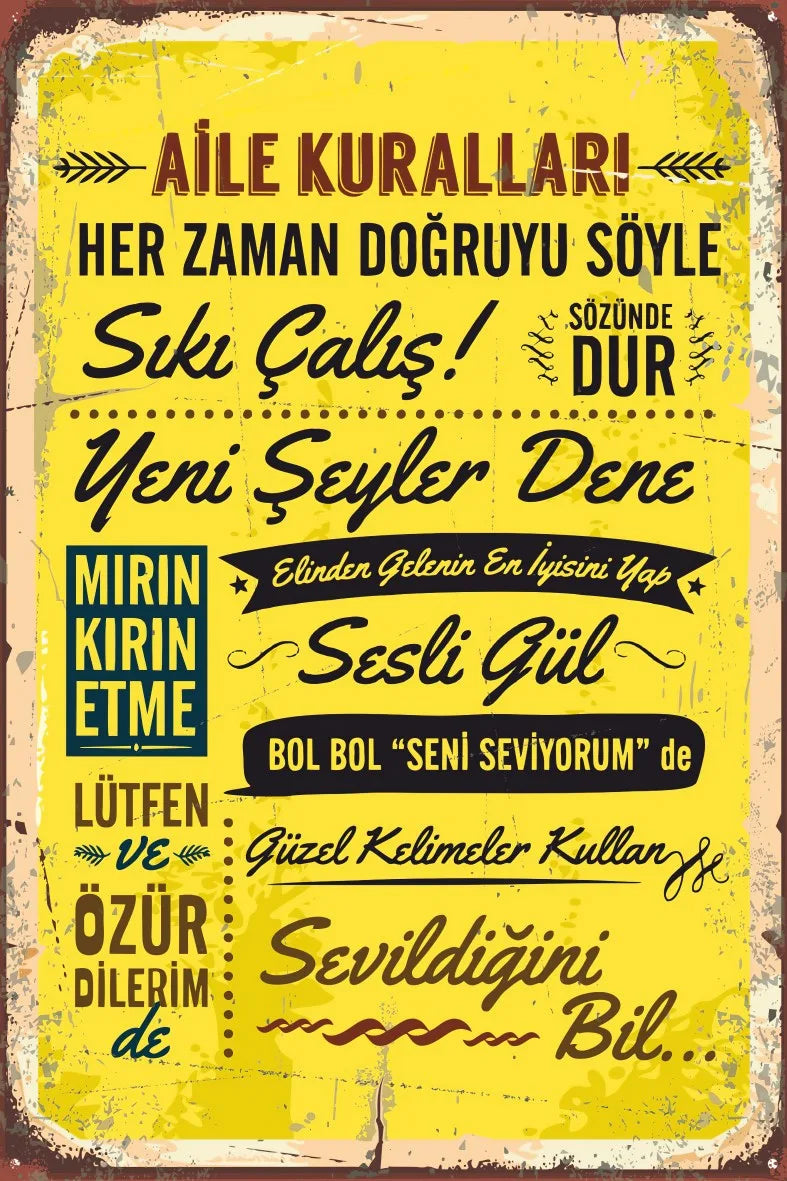 Aile Kuralları Ahşap Poster No:546