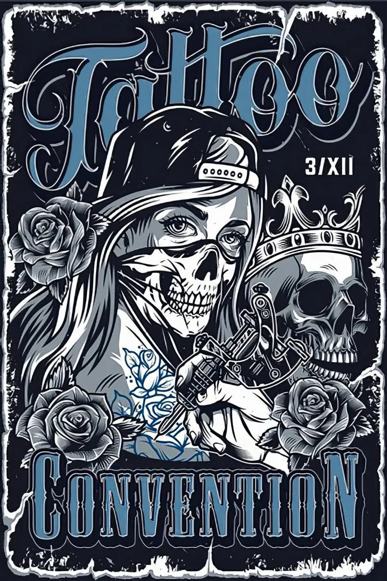 Tattoo Retro Ahşap Poster No:324