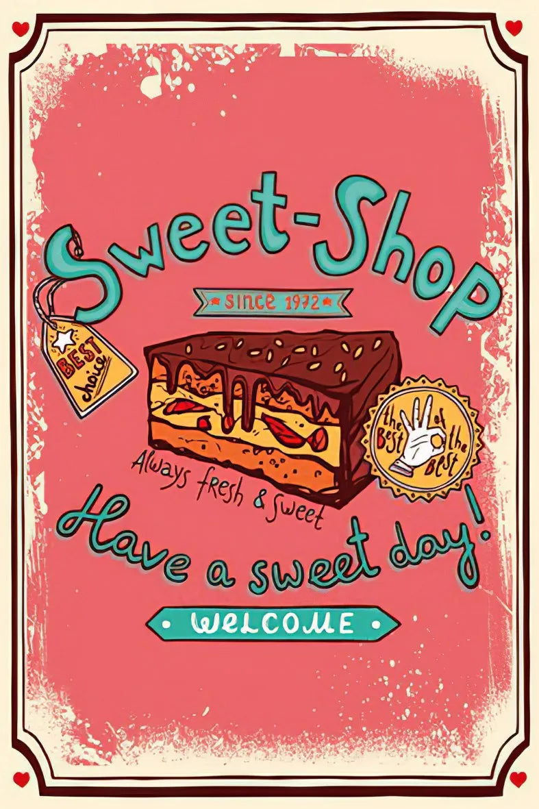 Sweet Shop Retro Ahşap Poster No:243